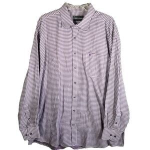 Montagut Men's Size 18 Long Sleeve Button Up Shirt Embroidered Logo Plaid Check‎